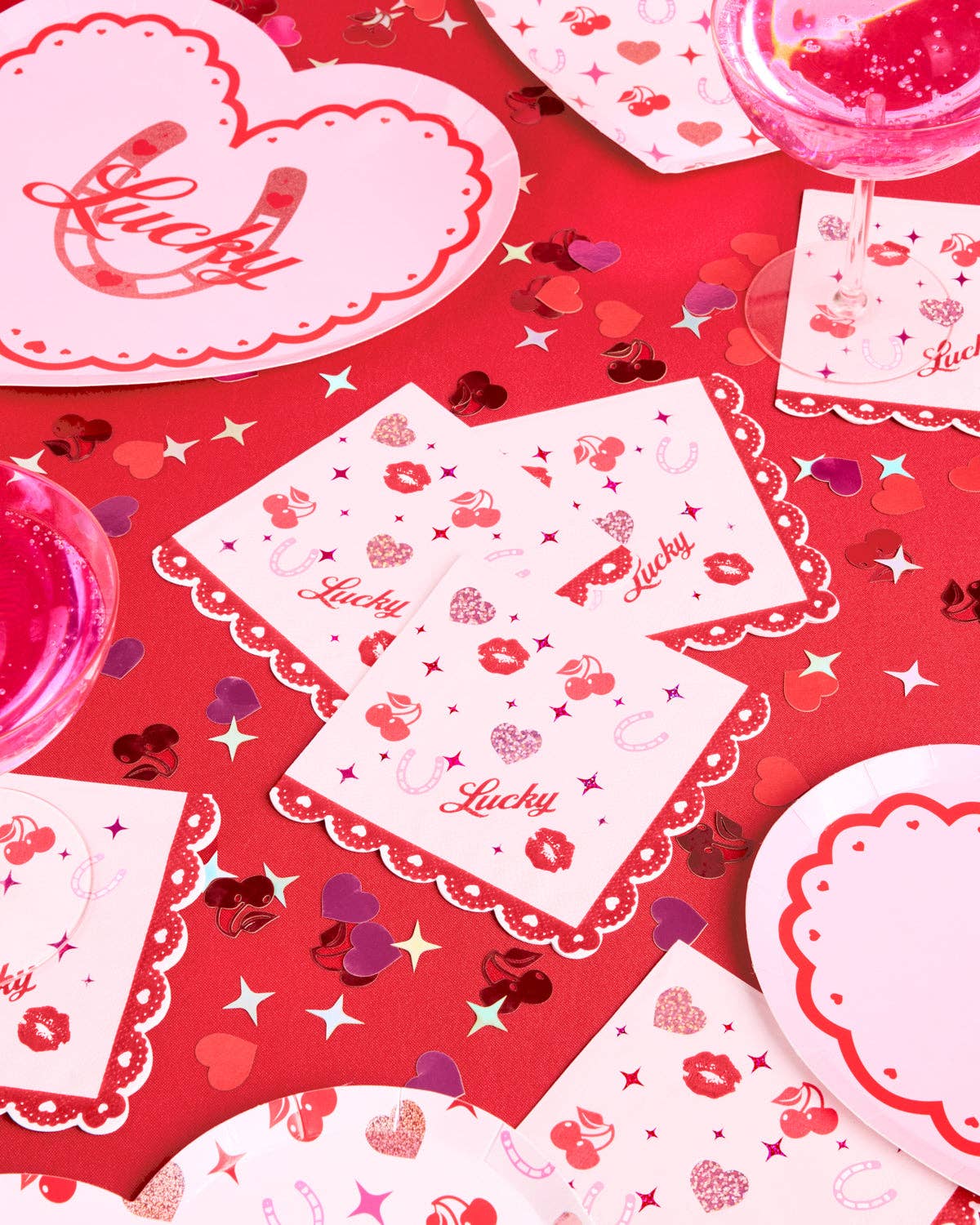 Lucky in Love Napkins - 25 paper napkins, Vday, Bachelorette Decorations