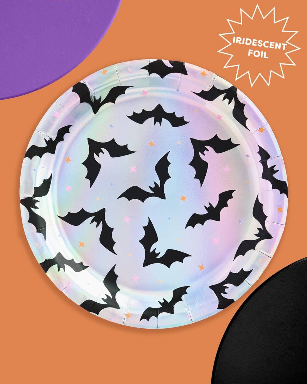 Halloween Plates - 12 paper plates, checkered, bats, ghosts