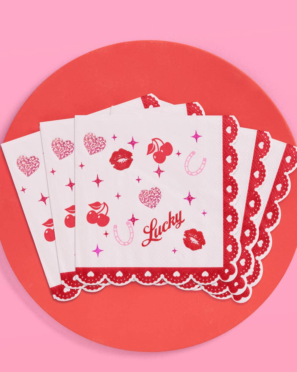 Lucky in Love Napkins - 25 paper napkins, Vday, Bachelorette Decorations