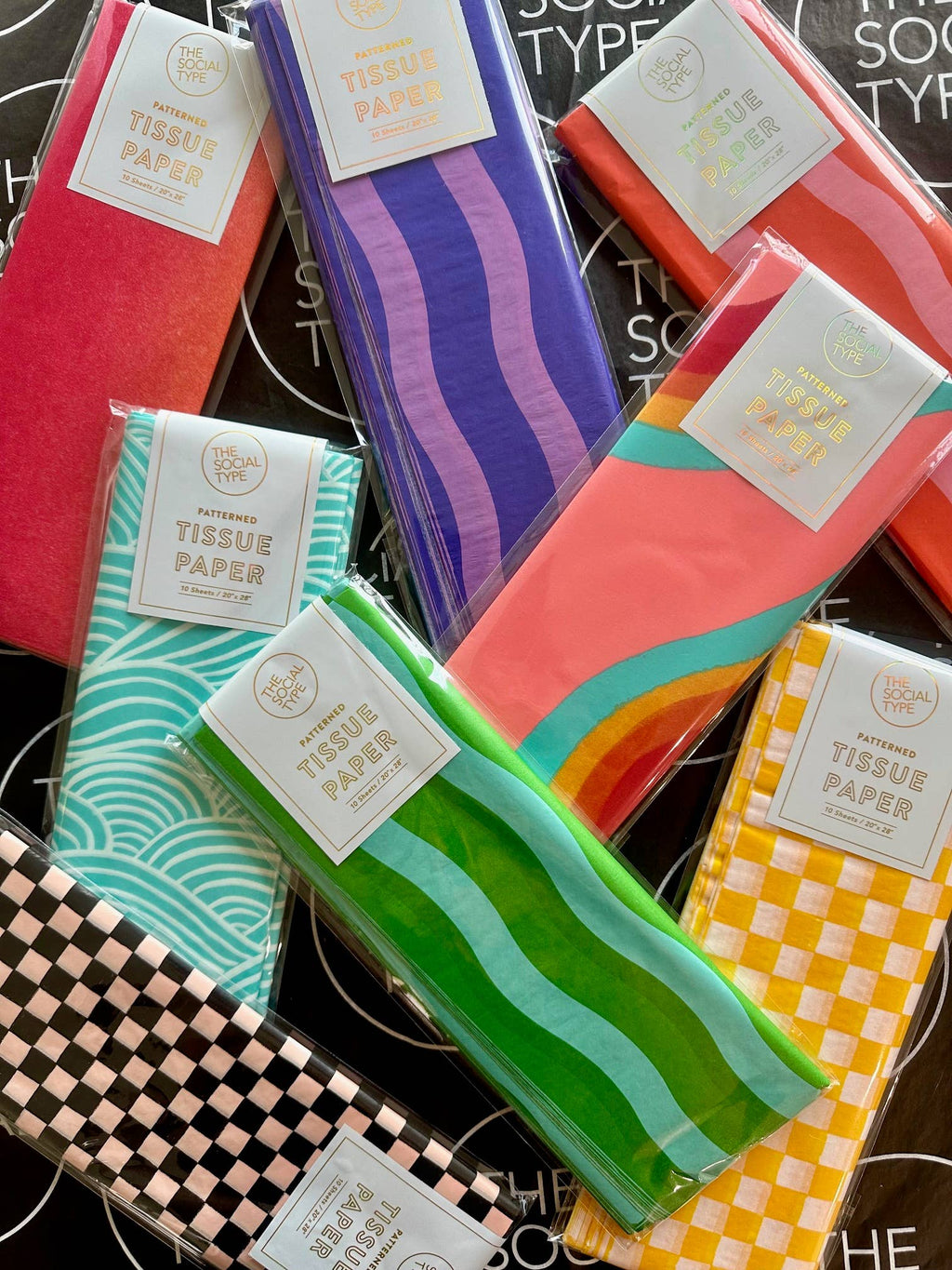 Tangy Red Fussy Stripe Tissue Paper