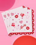 Lucky in Love Napkins - 25 paper napkins, Vday, Bachelorette Decorations
