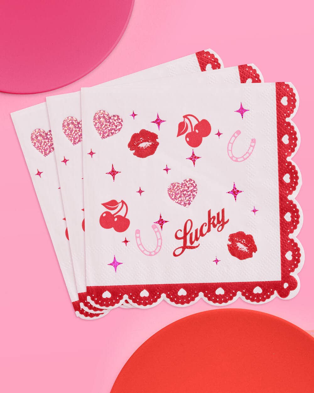 Lucky in Love Napkins - 25 paper napkins, Vday, Bachelorette Decorations