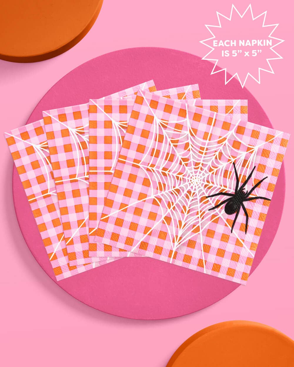Pink Halloween Napkins | gingham, cocktail, spooky