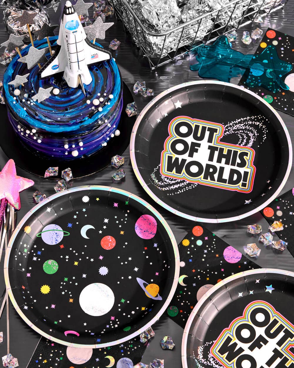 Out of This World Plates - 24 paper plates, outer space, kids birthday, aliens