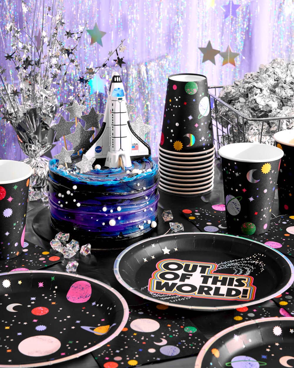 Out of This World Plates - 24 paper plates, outer space, kids birthday, aliens