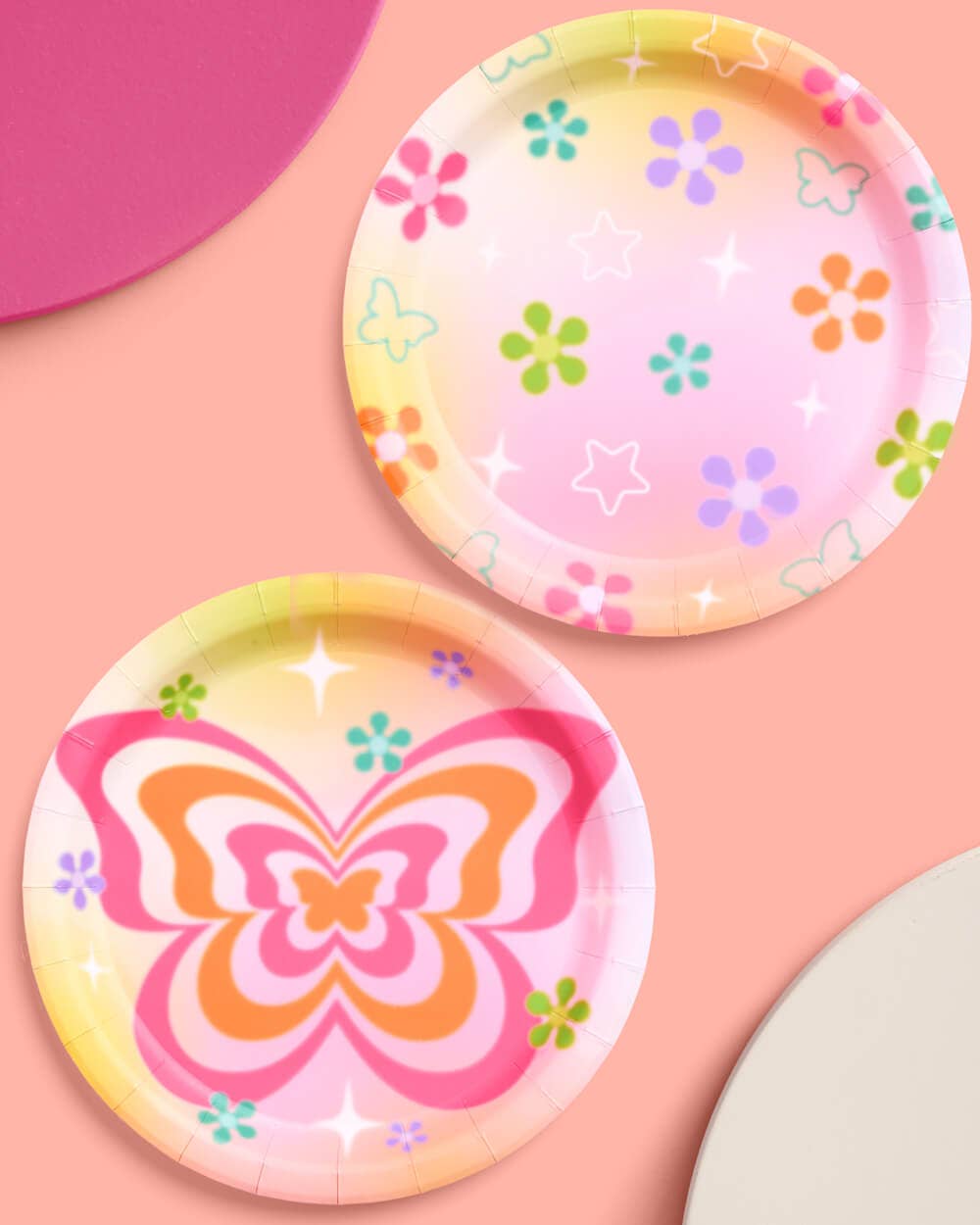 Butterfly Dreams Plates - 24 paper plates, Groovy, 70s, Y2K