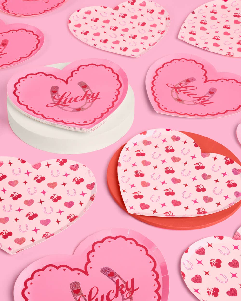 Lucky in Love Plates - 24 9" paper plates, Bachelorette Party, Galentine's, VDAY
