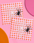 Pink Halloween Napkins | gingham, cocktail, spooky