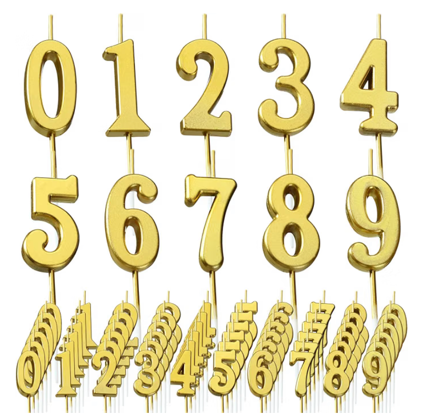 Number Candles 3.94” Gold