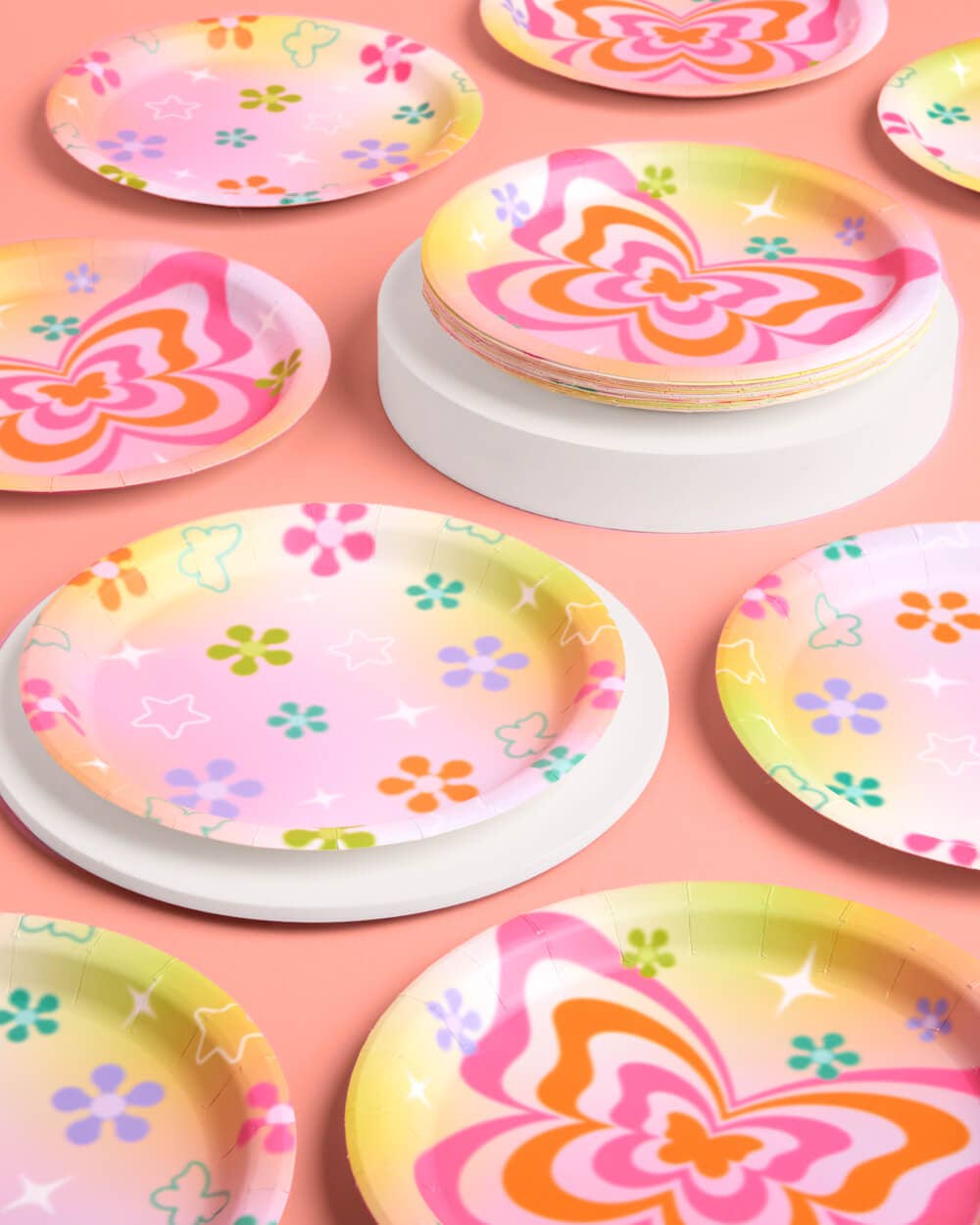 Butterfly Dreams Plates - 24 paper plates, Groovy, 70s, Y2K