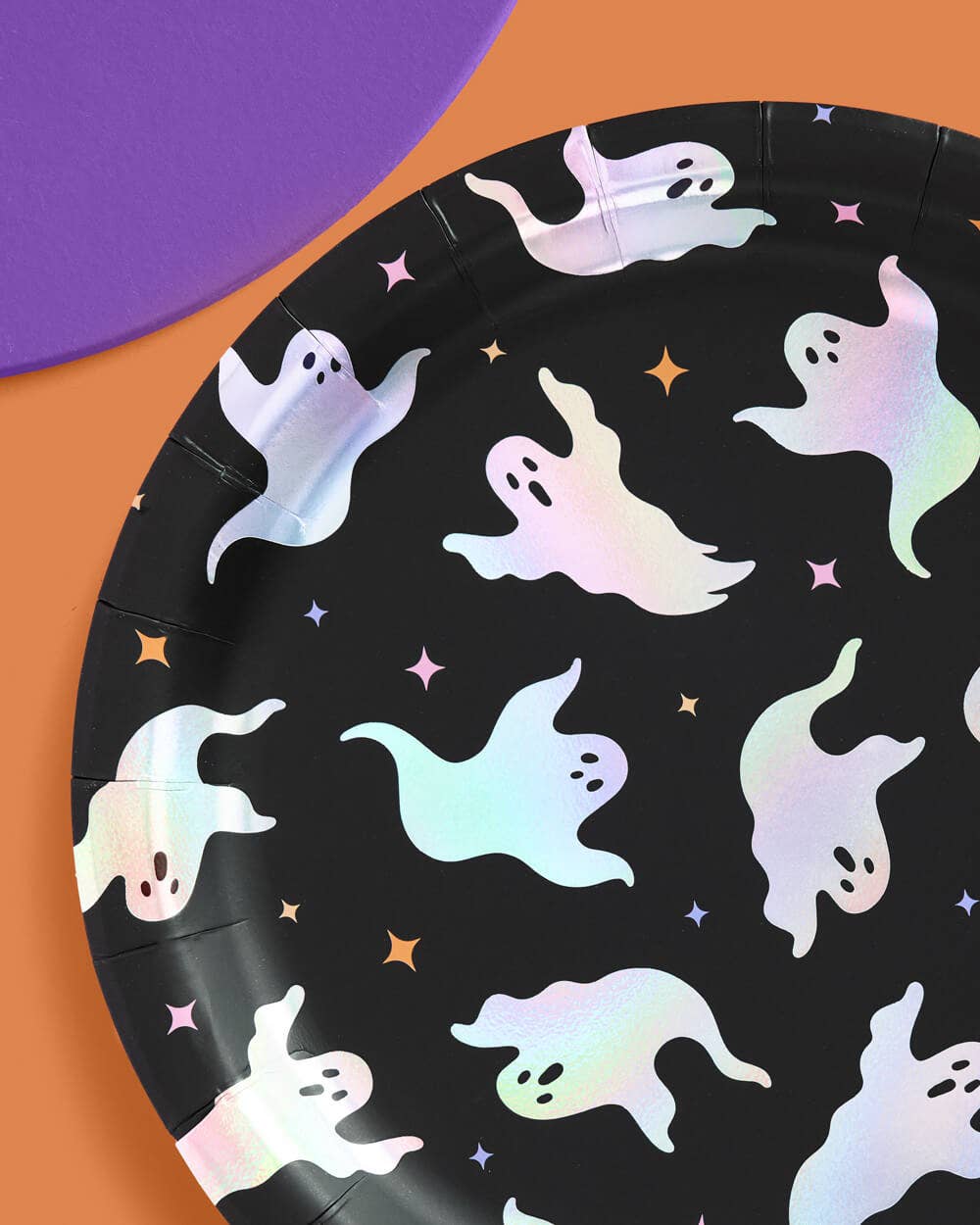 Halloween Plates - 12 paper plates, checkered, bats, ghosts