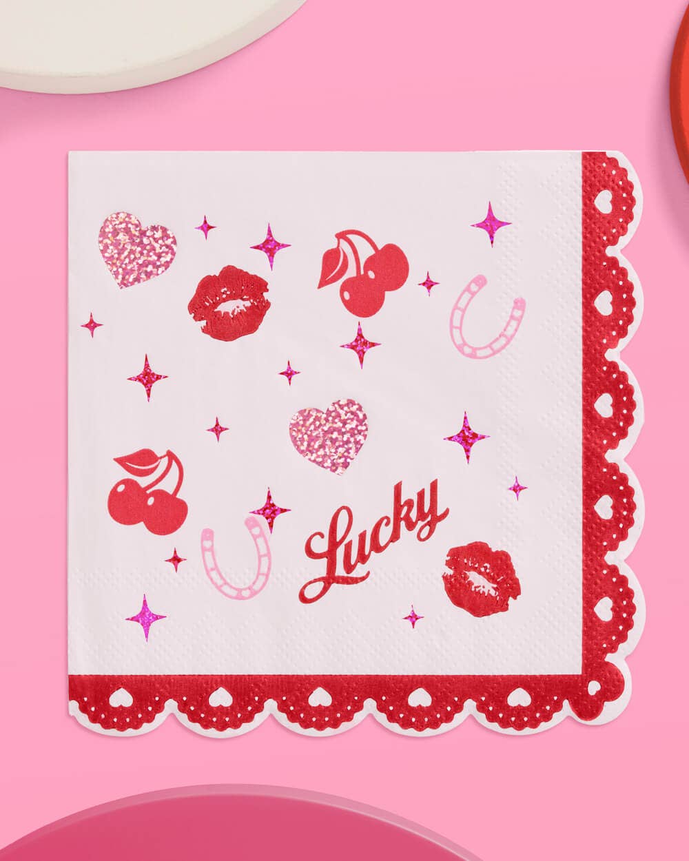 Lucky in Love Napkins - 25 paper napkins, Vday, Bachelorette Decorations