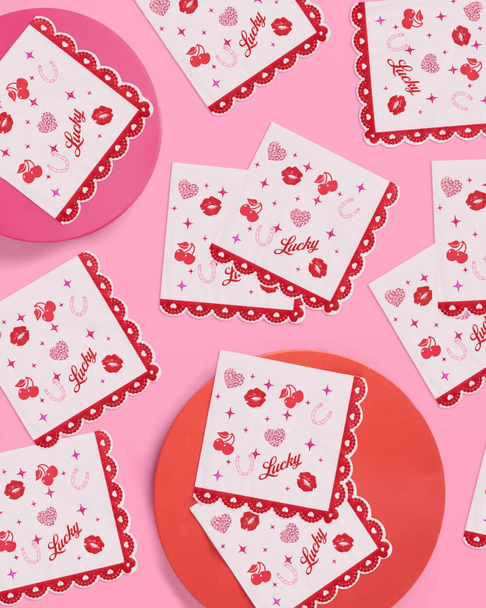 Lucky in Love Napkins - 25 paper napkins, Vday, Bachelorette Decorations
