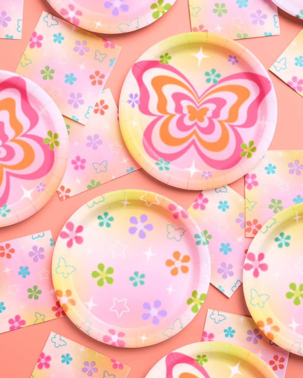 Butterfly Dreams Plates - 24 paper plates, Groovy, 70s, Y2K