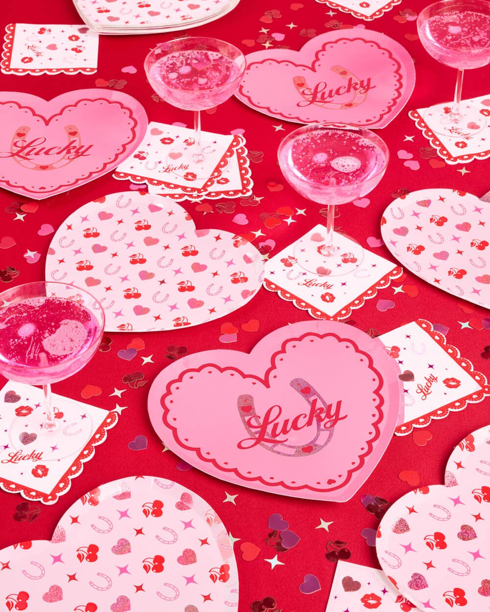 Lucky in Love Plates - 24 9" paper plates, Bachelorette Party, Galentine's, VDAY