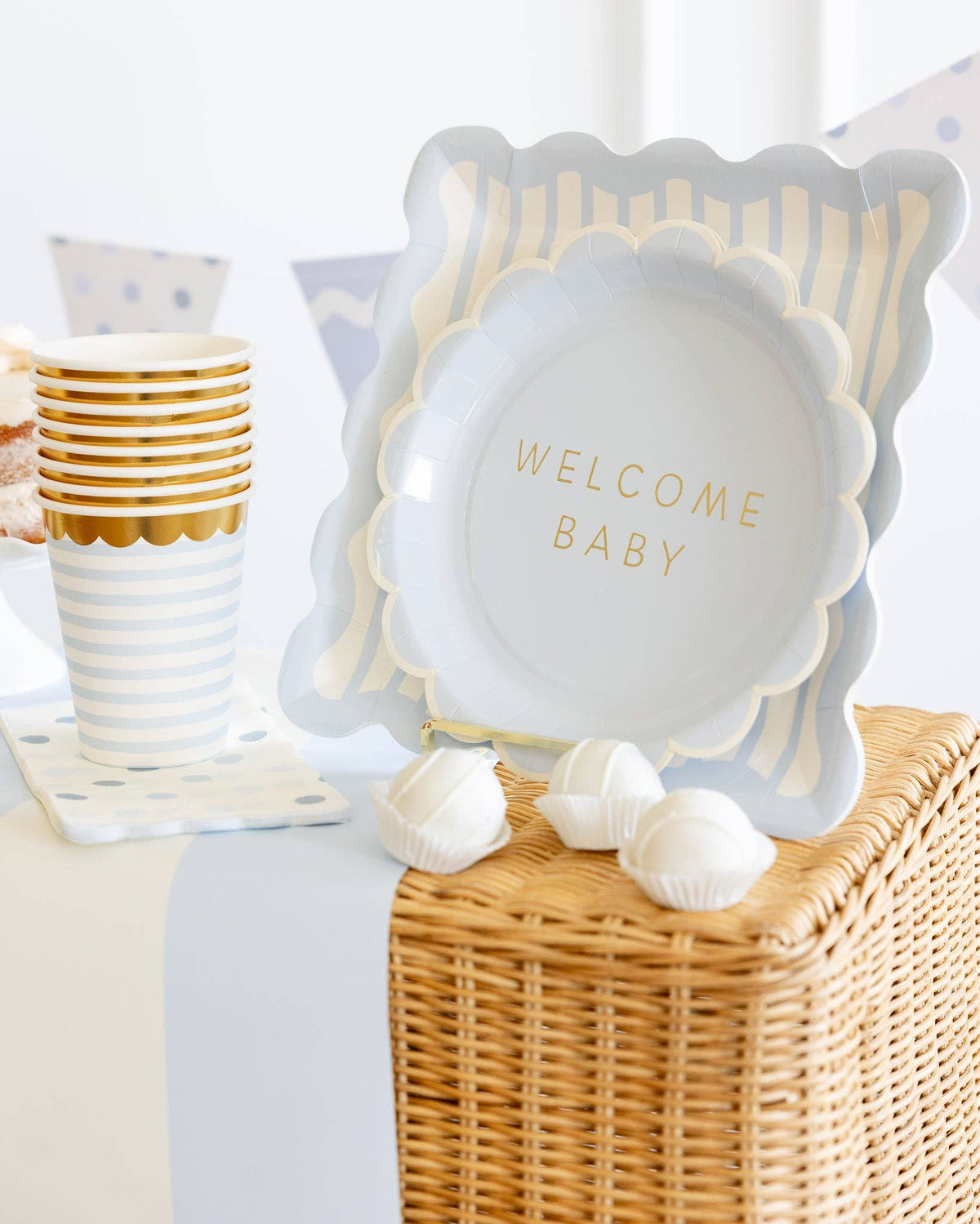 Welcome Baby Blue Plate