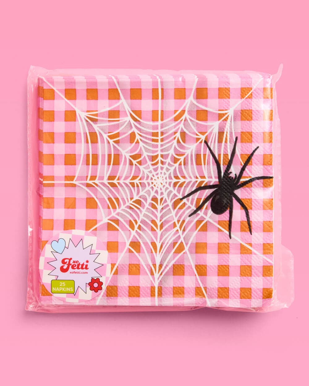Pink Halloween Napkins | gingham, cocktail, spooky