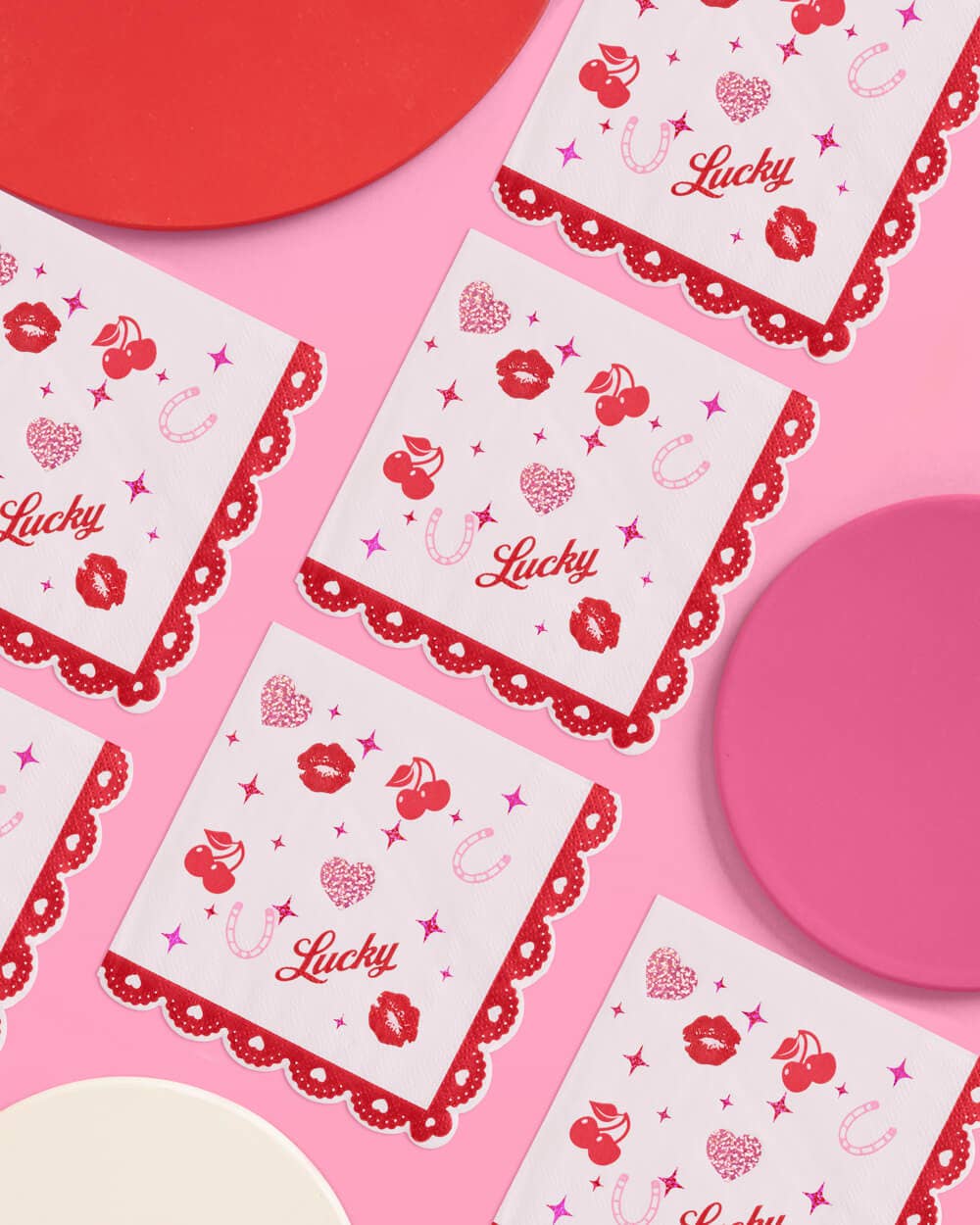 Lucky in Love Napkins - 25 paper napkins, Vday, Bachelorette Decorations