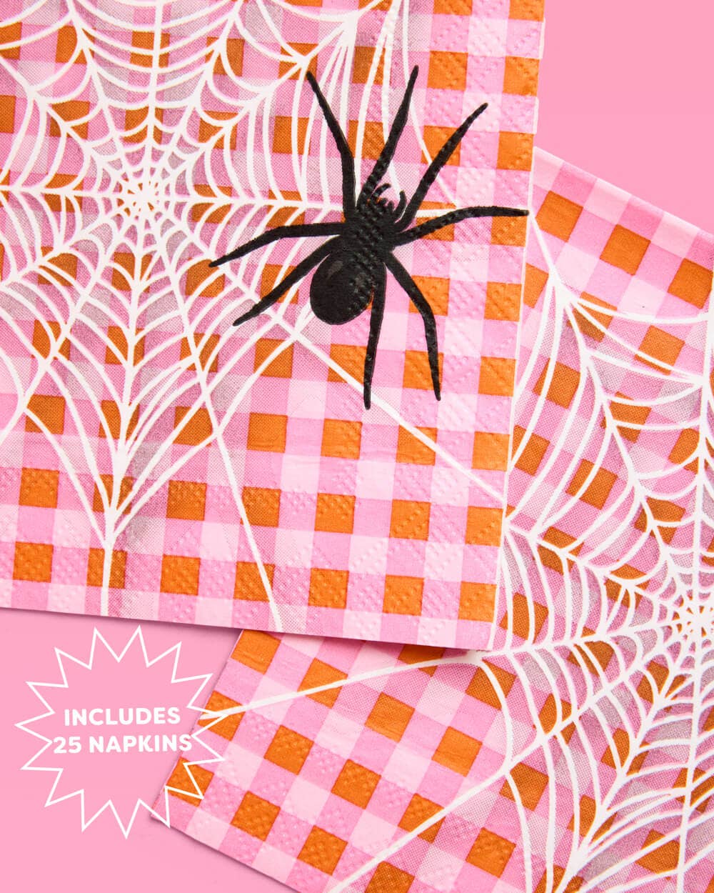 Pink Halloween Napkins | gingham, cocktail, spooky