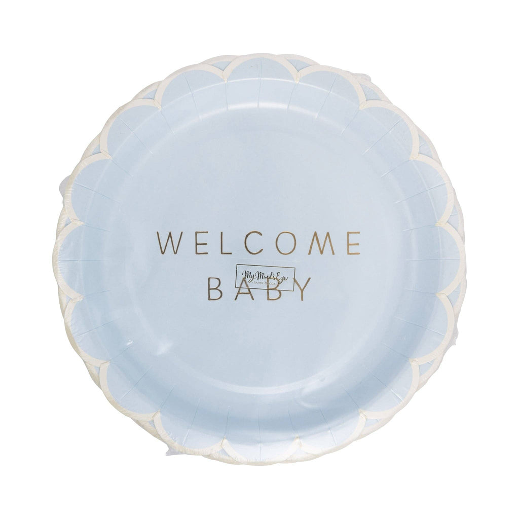 Welcome Baby Blue Plate