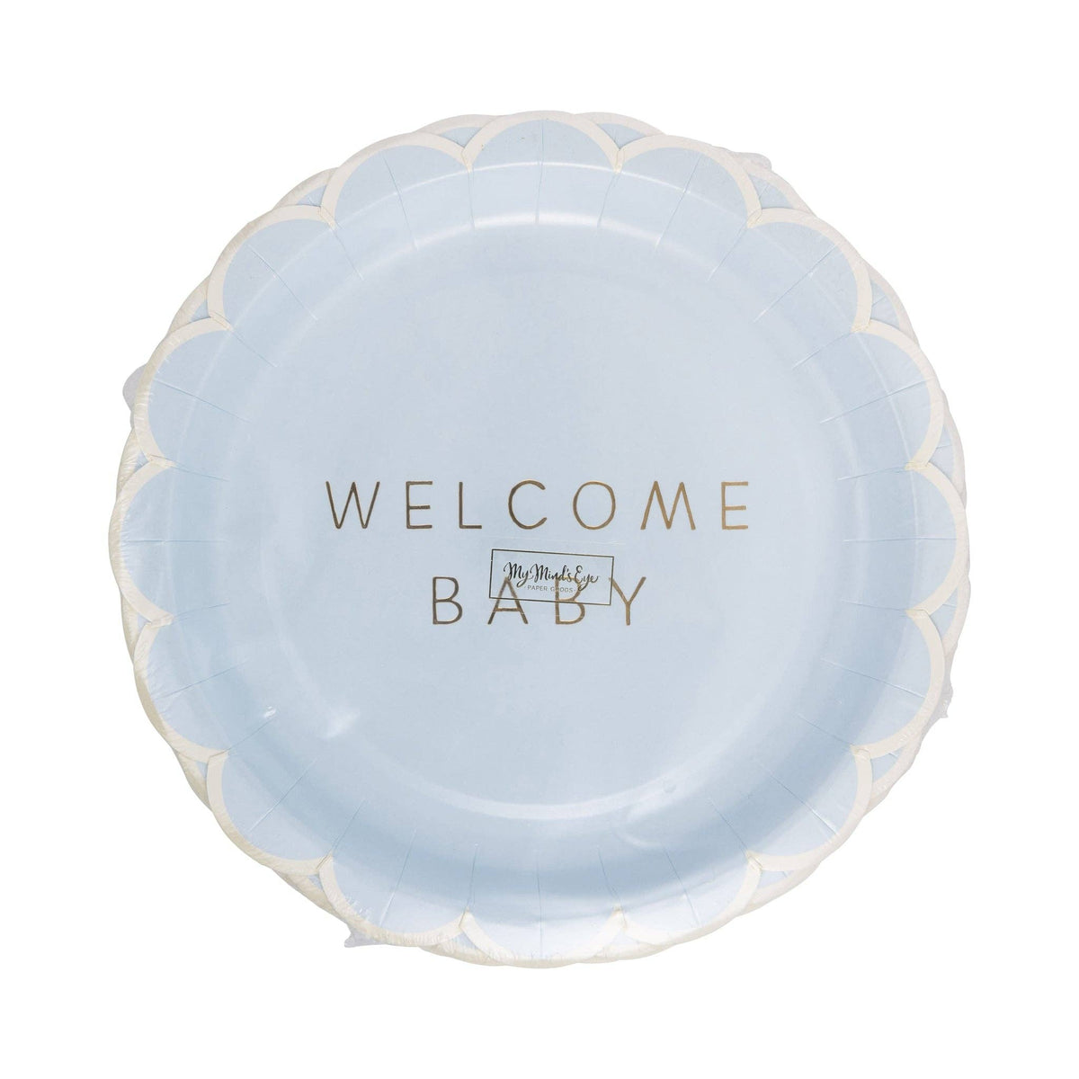 Welcome Baby Blue Plate
