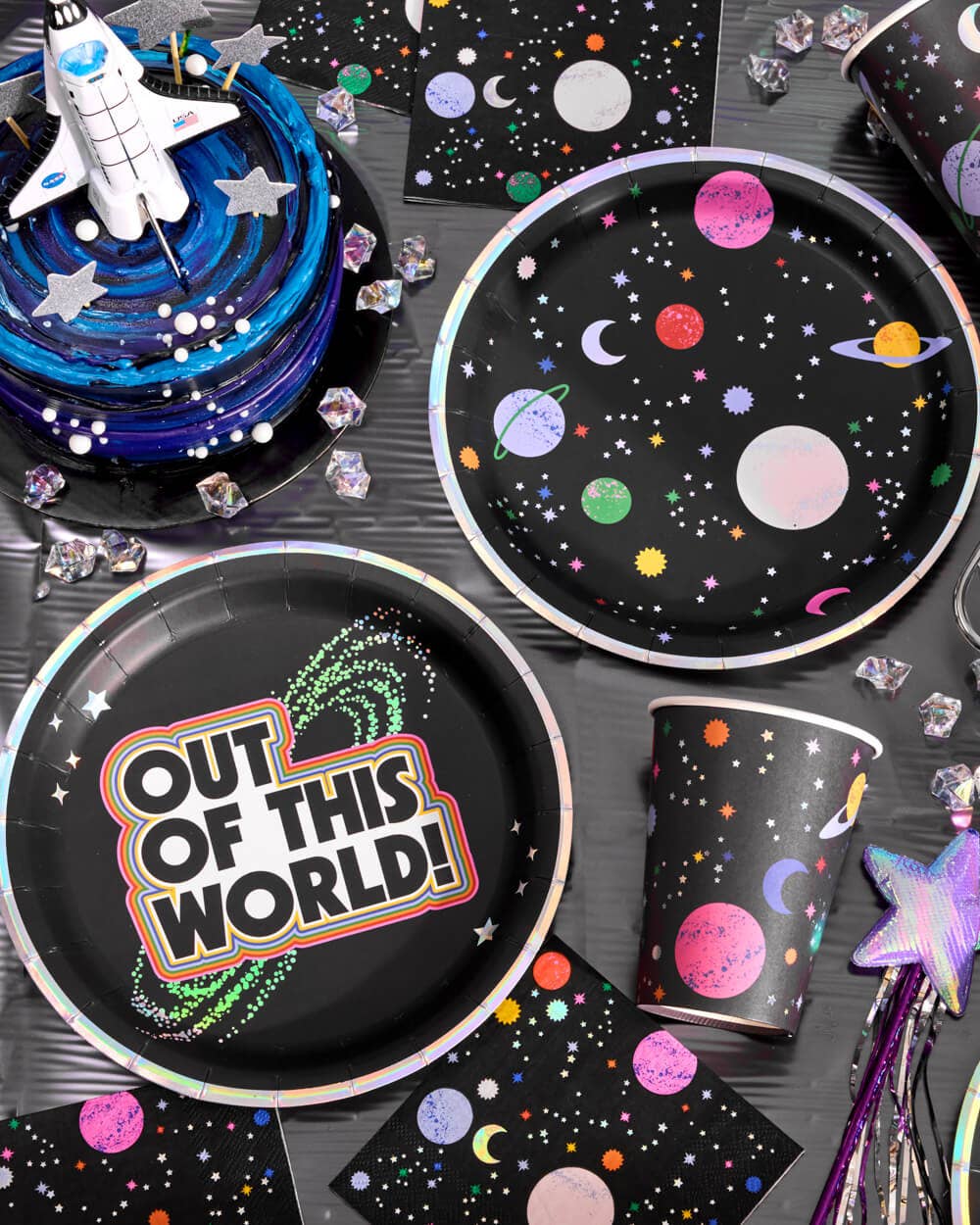 Out of This World Plates - 24 paper plates, outer space, kids birthday, aliens