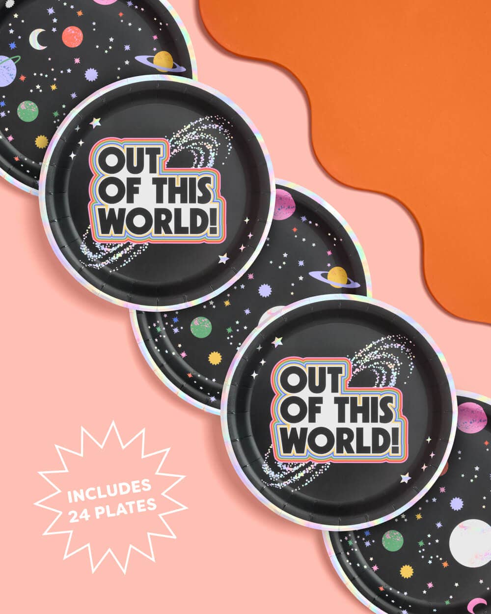 Out of This World Plates - 24 paper plates, outer space, kids birthday, aliens